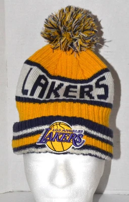 New Era LOS ANGELES LA LAKERS Pom Tejido Sombrero Gorra Esquí Amarillo/Púrpura NBA BALONCESTO Foto 1 de 4