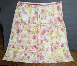 Vintage Y2K Studio Y Pink Yellow Floral 100% Cotton Skirt Sz 9 - Spring Summer - Bild 1 von 6