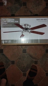 HUGGER 52" LED Brushed Nickel Ceiling Fan - Picture 1 of 5