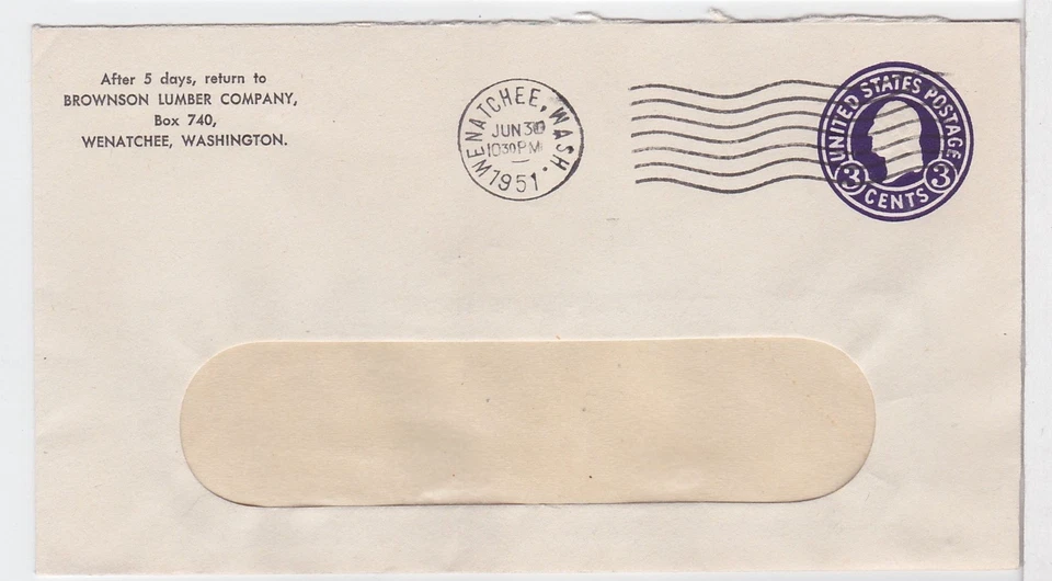 TurtlesTradingPost- Wenatchee, Washington 1951- Brownson Lumber Co Corner Card - Image 1 of 1