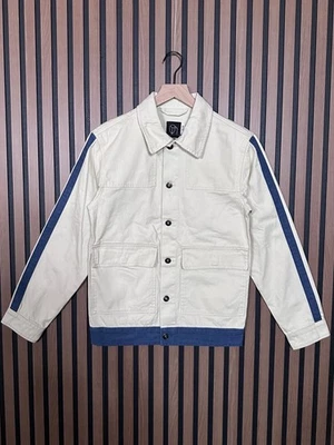 New Original Use Jean Jacket XS Mens Ivory Blue Colorblock Denim Target Trucker - Image 1 of 4