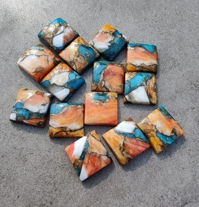 Natural Turquoise Oyster Copper Square Cabochon 6mm to 25mm Loose Gemstone - Picture 1 of 2
