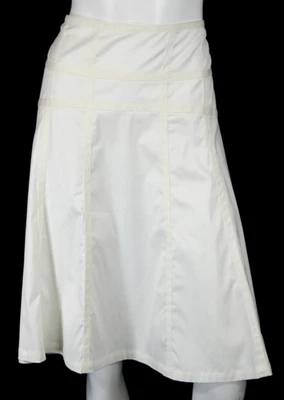 JIL SANDER NWT White Cotton Poplin Knit Lattice Trim A-Line SCRABBLE Skirt 42 - Image 1 of 4