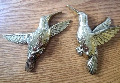 复古 1985 年 Homco 蜂鸟墙艺术装饰金色塑料 7669 破损标签美国 — 第 1/4 张图片