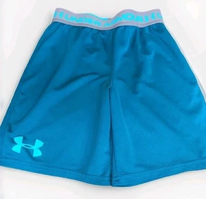 Under Armour Teal Blue Shorts Boys small 6 mesh basketball Loose Gymb Heat Gear - Picture 1 of 6