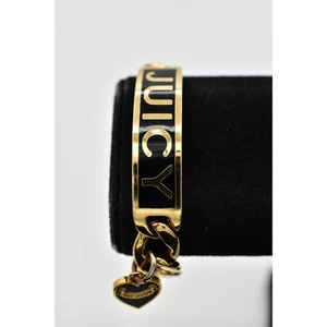 Pulsera de identificación Juicy Couture vintage dorada negra esmalte logotipo grueso firmada Y2K BinO - Imagen 1 de 12