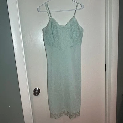 Винтажный новом зеленый кружева отделки скольжения платье камзол полный скольжения белье - Изображение 1 из 4