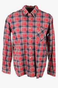 Camisa Vintage Franela Cuadros Manga Larga Años 90 Retro Rojo y Azul Marino Talla 43/44 - SH4314 - Imagen 1 de 4