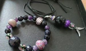 Amethyst Blaufluss Glasperlen Armband Set Kette Neu Geschenk - Bild 1 von 13