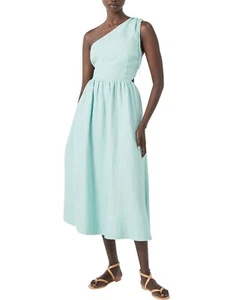 WITCHERY Arymetric Cut Out Linen Midi Dress Sz 12 Mint - Picture 1 of 8