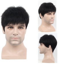 For Men Seamless Short Straight 100% Real Human Hair Full Wig Toupee Pieces Wig