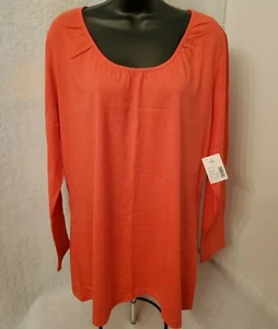 Fashion Bug Womens Shirt Top Blouse Size 0X Pinkish Orange NEW - Picture 1 of 5