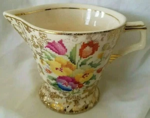 H & K Tunstall Creamer Vintage Petit Point Old English Sampler England Floral - Picture 1 of 9