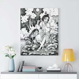 Radha Krishna - canvas wall art print || Hare Krishna spiritual art - Picture 1 of 16