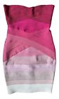 House of CB Herve Leger -esque Pink Ombre Strapless Mini Dress Size M
