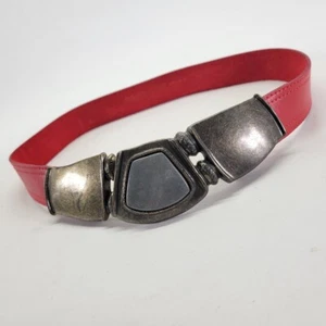 Leather Shop Belt 26 28 Waist Red Vtg 1383S - Picture 1 of 8