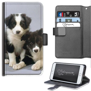 Border Collie Puppy Dogs Deluxe PU Leather Wallet Phone Case;Flip Case - Picture 1 of 4
