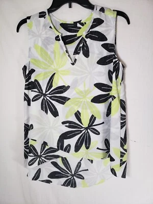 Alfani Yellow and Black Floral Blouse Sz PM - Image 1 of 4