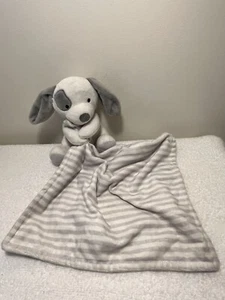 Nunu Rene Rofe Puppy Dog Baby Security Blanket Lovey Boys Girl Gray White Plush - Picture 1 of 6