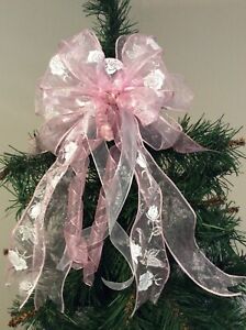 PINK LUXURY CHRISTMAS “MULTI USE” BOW DECORATION TREE TOPPER WREATH 22cmX40cm