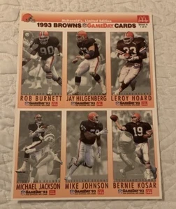 1993 McDonald's GameDay Cleveland Browns Uncut Sheet A 1 Of 3 - Picture 1 of 2