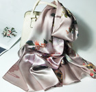 Foulard en soie 100 % satinée femmes foulard châle enveloppement rose floral rouge vert HD1-131