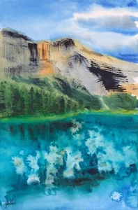 Emerald Lake Gemälde Yoho Nationalpark Original Kunst Canadian Rocky Mountain - Bild 1 von 12