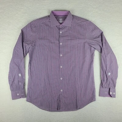 Camisa Bugatchi Uomo Para Hombre 17 36.37 Azul Púrpura Cuadros Vestido A Cuadros Abotonada Foto 1 de 4