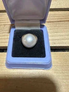 Vintage 14K Gold Mabe Pearl Ring 12.1 Grams - Picture 1 of 4
