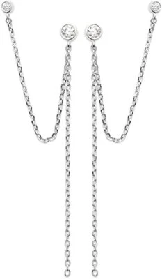 Orecchini Pendenti In Argento 925/000 Rodio E Zirconio - Immagine 1 di 3