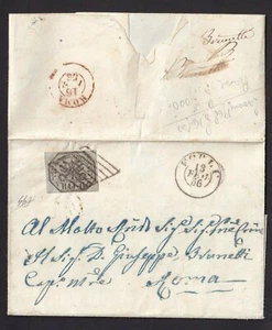 S1792-STATO PONTIFICIO 1852, BAJ 6 GRIGIO ( 7a) ISOLATO DA FORLI' A ROMA, 1856 - Foto 1 di 1