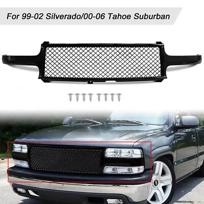 Black Mesh Style Front Grille For 1999-2002 Silverado 2000-2006 Tahoe Suburban Foto 1 de 4