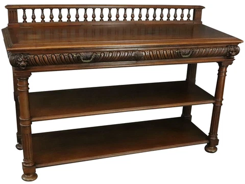 SERVER SIDEBOARD ANTIQUE FRENCH RENAISSANCE HINGED TOP OPENS WALNUT 1890 Cover