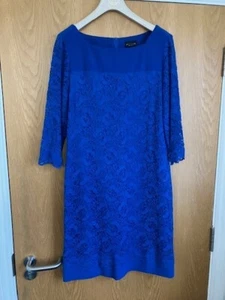 James Lakeland Made in Italy Electric Blue Lace Shift Dress. Size 14-16 Free P&P - Picture 1 of 4
