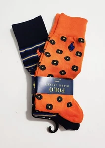 Polo Ralph Lauren Mens 2 Pk Mini Foulards & Stripes Slack Socks Sz 10-13 - New - Picture 1 of 1
