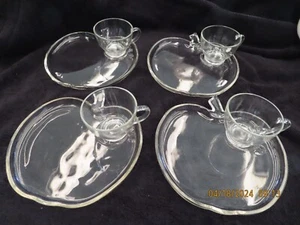 4 Platos Desierto Almuerzo De Colección en Forma de Manzana con Tazas Hazel Atlas Transparente - Imagen 1 de 6