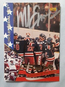 ☆SIGNED MIKE  ERUZIONE☆ 1995 Signature Rookies Miracle on Ice #45 EX+ / NM