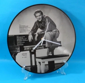 JERRY LEE LEWIS CLOCK Upcycled Vinyl Record Picture Disc Wall CLOCK 12P115 12" - Picture 1 of 6