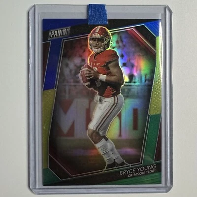 2023 Panini THE NATIONAL VIP Bryce Young BLUE YELLOW GREEN 9/25 SSP #62 ALABAMA - Image 1 of 2