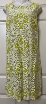BELLE BY BADGLEY MISCHKA Floral Mesh Lace Sheath Dress Yellow Lime Green Size 14 - Image 1 of 4