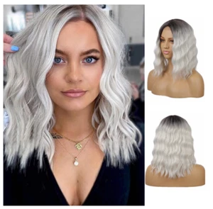 Chemical fiber wig wig Women's short curly head cover front lace wig hair cover - Picture 1 of 4