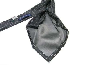 Homme Cravate Passionnés Sept Plis sans Doublure Soie Noir A Points Aiguille - Picture 1 of 1
