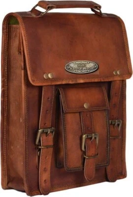 Saddle Bags Motorcycle Bags Vertical Side Pouch Brown Leather Pouch 2 Panniers - Image 1 of 4