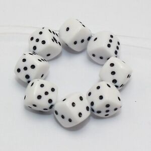 100 couleurs blanches avec perles de dés cube acrylique noir 8 x 8 mm trou diagonal drôle