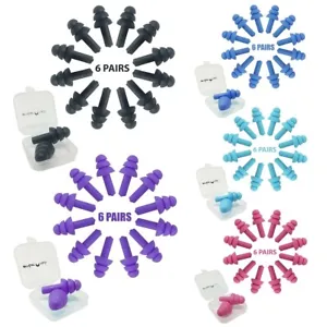 6 Pairs Silicone Earplugs - Swimming Soft Ear Plugs for Sleeping Reusable Noise - Picture 1 of 23