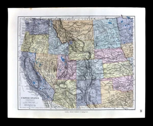 1885 Stanford Map United Sates West California Colorado Oregon Arizona Antique - Picture 1 of 5