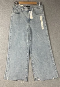 Pantalones de mezclilla Banana Republic recortados de pierna ancha dobladillo deshilachado lavado claro talla 29/8 nuevos con etiquetas - Imagen 1 de 11