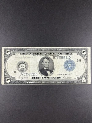 Billete de 5 dólares de la Reserva Federal de Nueva York de 1914 Foto 1 de 4