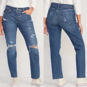 Neu mit Etikett Old Navy lässige schmale gerade gerippte Damenjeans hoher Bund Zuri Größe 8 - Bild 1 von 11