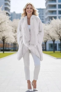 NWT ANTHROPOLOGIE Daily Practice Ivory Faux Fur Wrap Coat Jacket Size XL X-Large - Picture 1 of 5